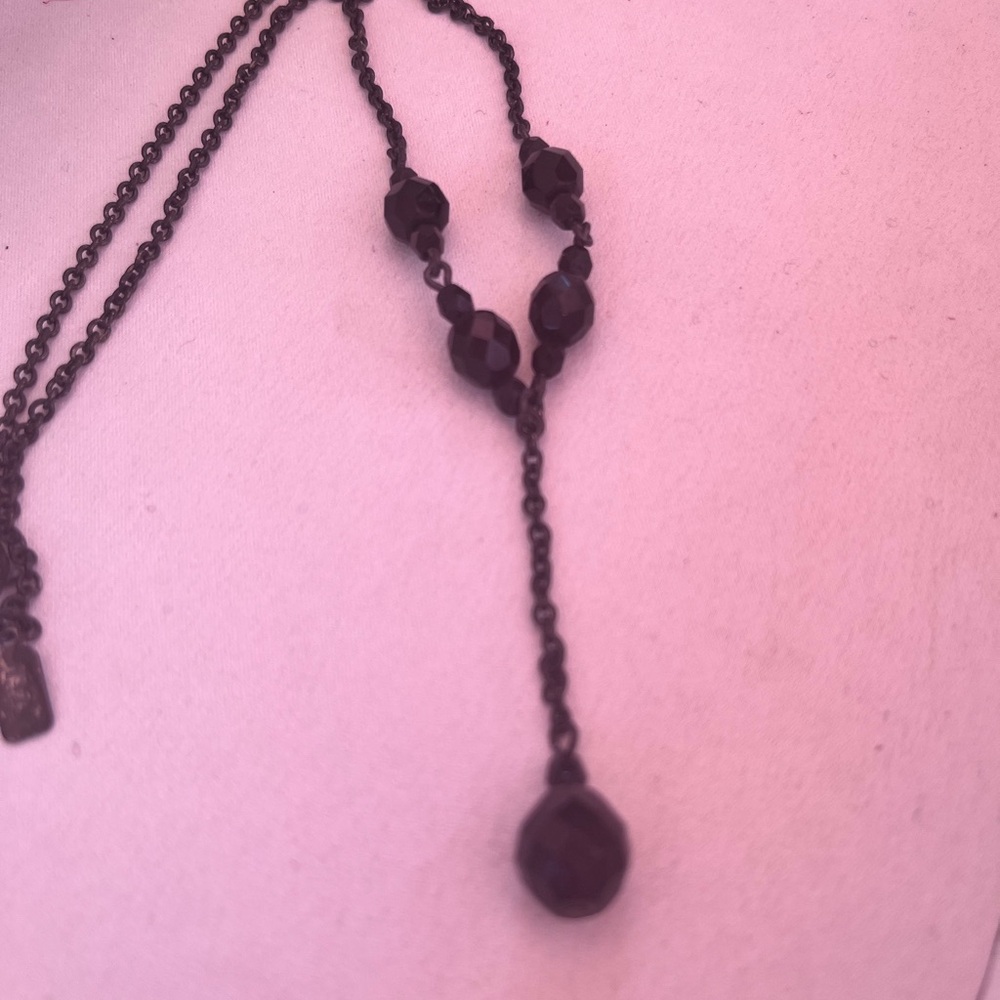 “1928”  Black Beaded Lariet Necklace - Picture 2 of 9